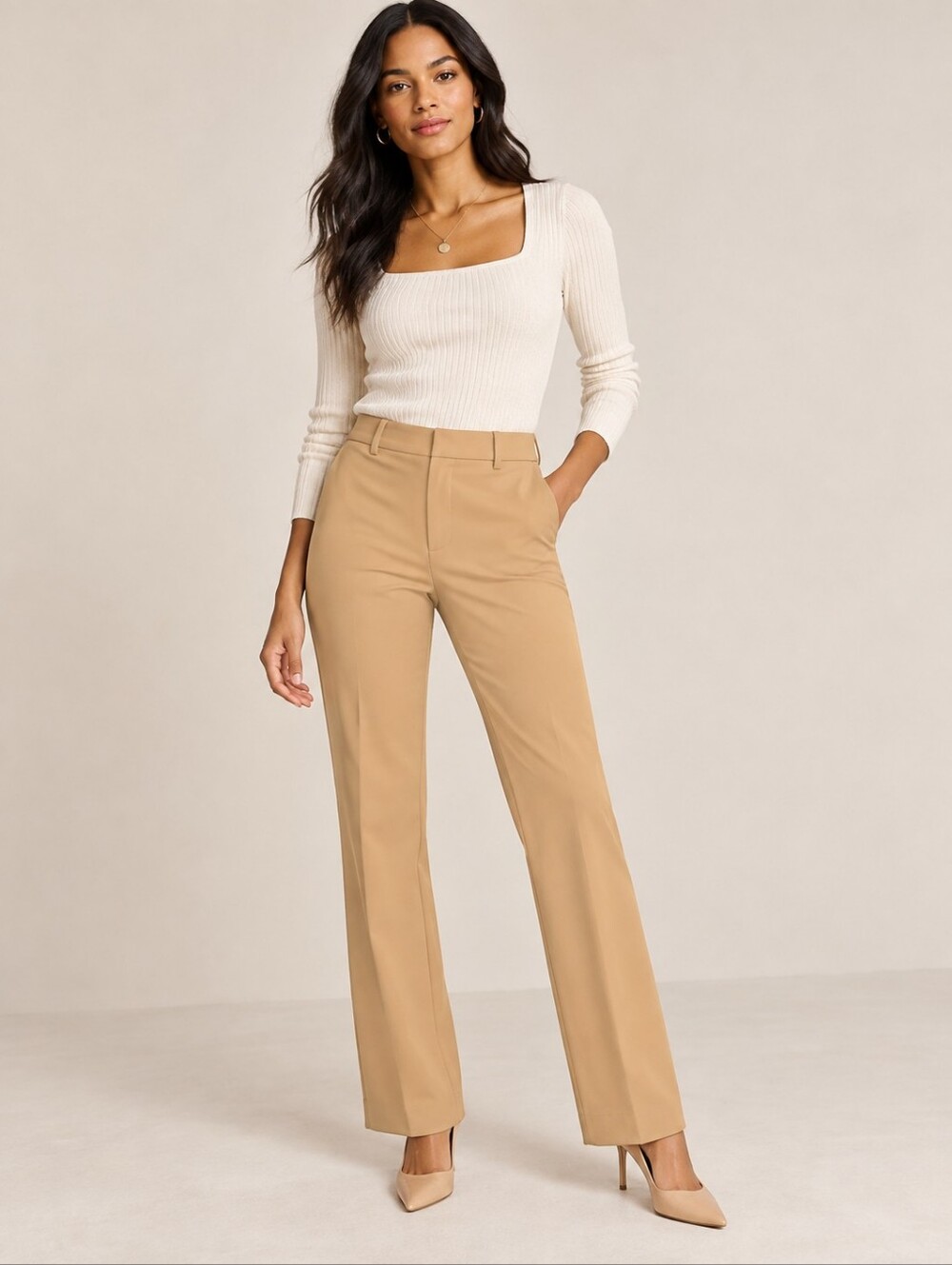 ❤️ NWOT! RACHEL ZOE HIGH RISE STRAIGHT LEG PANTS / TROUSERS, TAN, 4 (27)